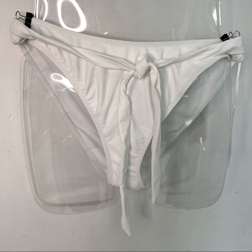 NEW Betty Jade Swim White Front Knot High Waist Bikini Bottoms Size XL